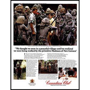 1971 Canadian Club Whisky Whiskey Vintage Print Ad New Guinea Asaro Mudmen Photo